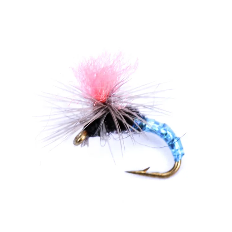 

Peche Pesca 12 Pcs/Set Bead Head Assortment 4 Size Dry Fly Hook Fly Fishing Flies Set