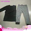 Boutique Baby Boy Girls Clothing Kids Pjs Black Top And Black White Striped Pants Pajamas Set
