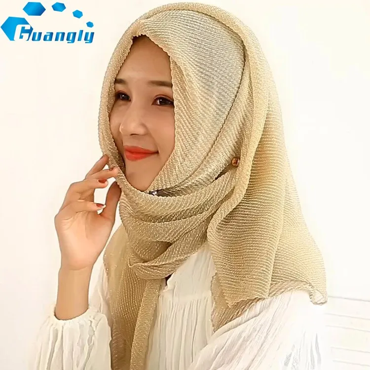 2018 Women Pleated Arab Muslim Hijab Scarf Buy Glitter Hijabarab 