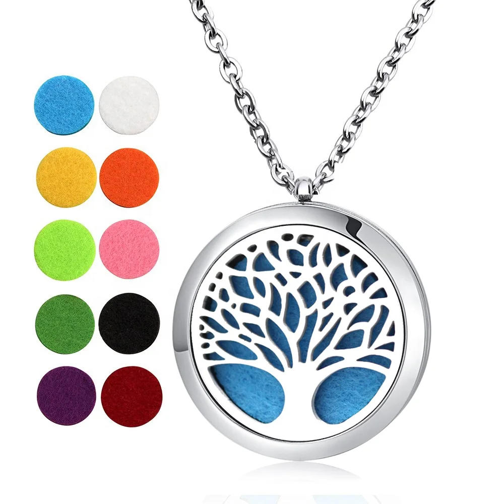 

Tree Of Life Stainless Steel Aroma Essential Oil Diffuser Jewelry Lockets Necklace Pendant Wholesale, Ramdom