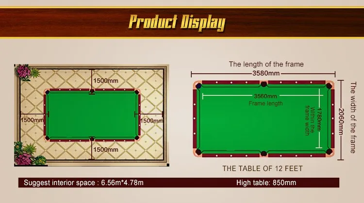 Размер снукерного стола в метрах