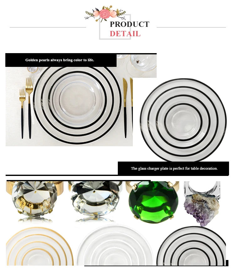 Best Seller Black Rim Glass Charger Plate In Set Of 4 Buy Elegant Charger Plate,Cheap Charger