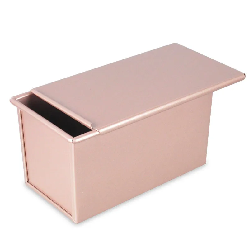 

Champagne color Square Non-stick coat round Toast pan Aluminium steel baking pan aluminium baking tray with lid, Black