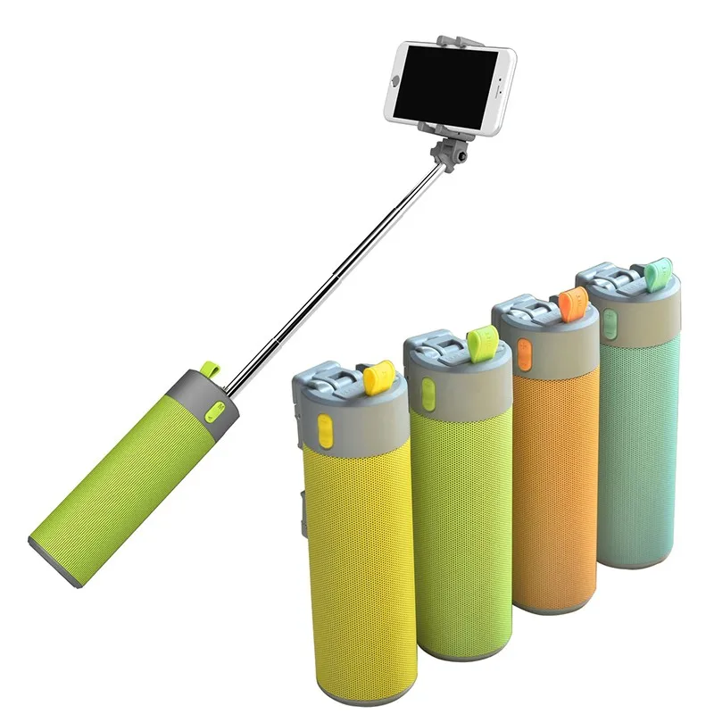Multipurpose 4 in 1 wireless Speaker with Telescopic Selfie Stick,Power bank,Phone Holder Support USB/TF card Self time Speaker