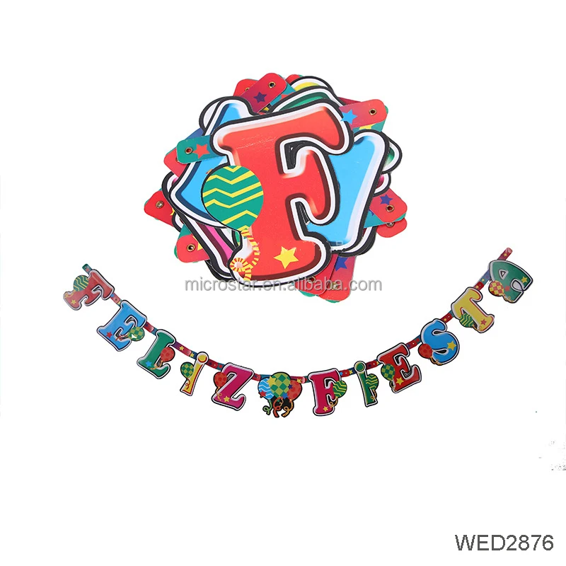 Nieuwste Ballon Stijl Thema Carton Spaans Gelukkig Verjaardagsfeestje Banner Levert Ontwerp Decoratie Accessoire Banner