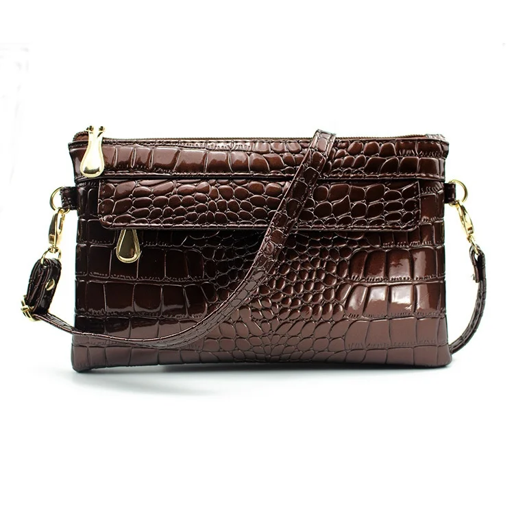 

Fashion Crocodile Grain PU shoulder strap evening party wrist clutch bag, Multi
