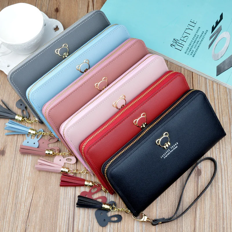 

Factory wholesale High quality long zipper korean woman handbag wallet