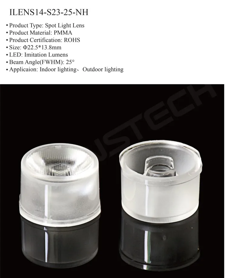 Cylindrical integrated led lenses for spotlight 25 degree floodlight lens