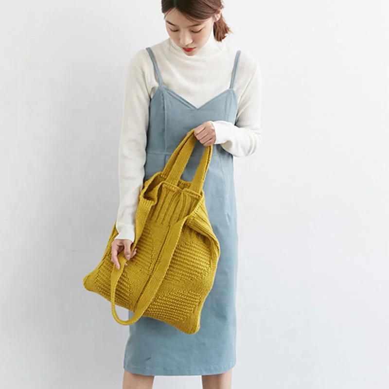 

2021 autumn and winter new products solid color wool knit bag art slanting shoulder bag casual women's handbag