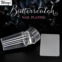 

Nail Art Templates Pure Clear Jelly Silicone stamping plate Scraper with Cap Transparent 2.8cm Nail Stamp Nail Art