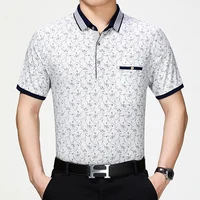 

Wholesale middle age old man mercerized cotton digital print easy-care casual style short sleeve breathable man's shirt