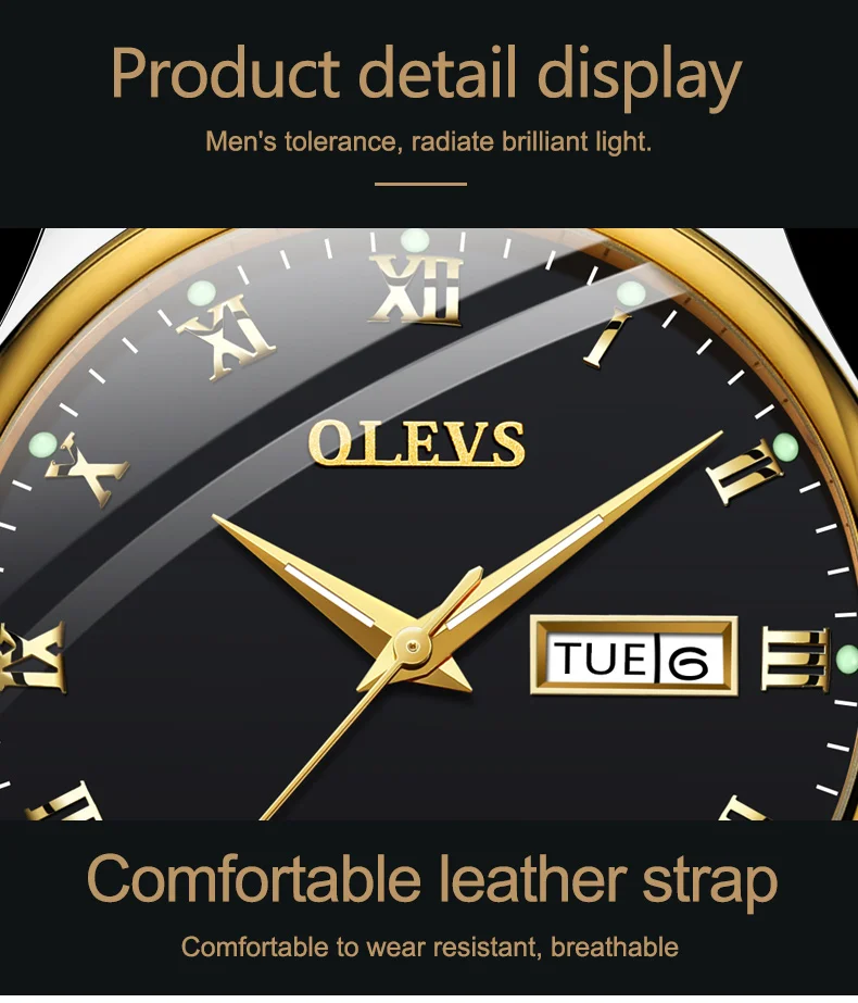 OLEVS 5568 Fashion Casual Quartz Watch Unisex Watch Water Resistant Feature Alloy Case Custom LOGO Watch For Men And Women