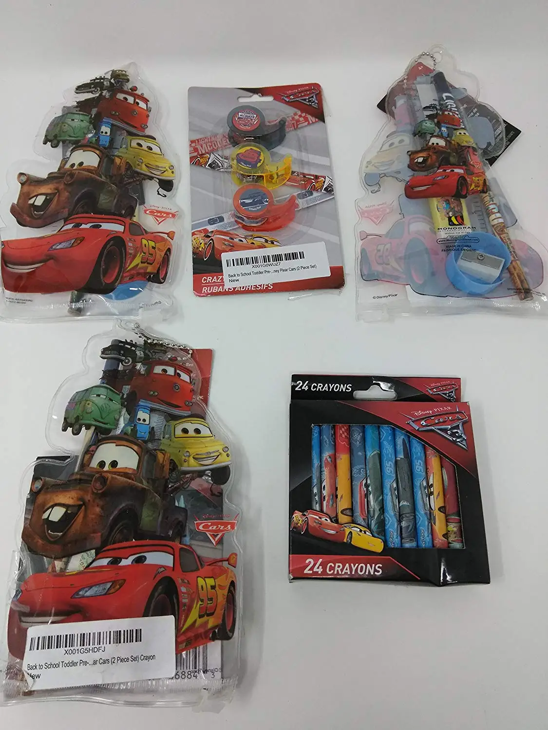 Back to School Toddler Pre-school Elementary School Supplies Pencils Sharpener Border Trim Awards Pixar Car Bundle of 4 Tape