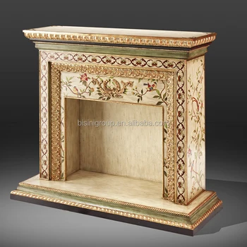 Impressed Queen Anne Style Floral Painted Fireplace Surround