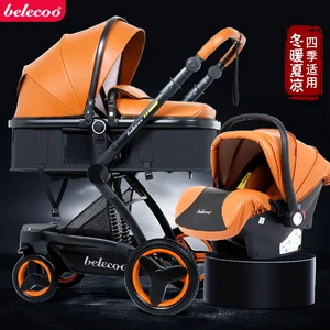 Image of 2018 Belecoo new 3 in 1 baby stroller with high landscape two-way suspension stroller baby Chinese supplier baby carriage