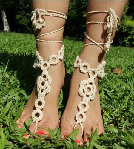 

Stylish Barefoot Sandals Crochet Cotton Foot Jewelry Anklet Bracelet Ankle Chain