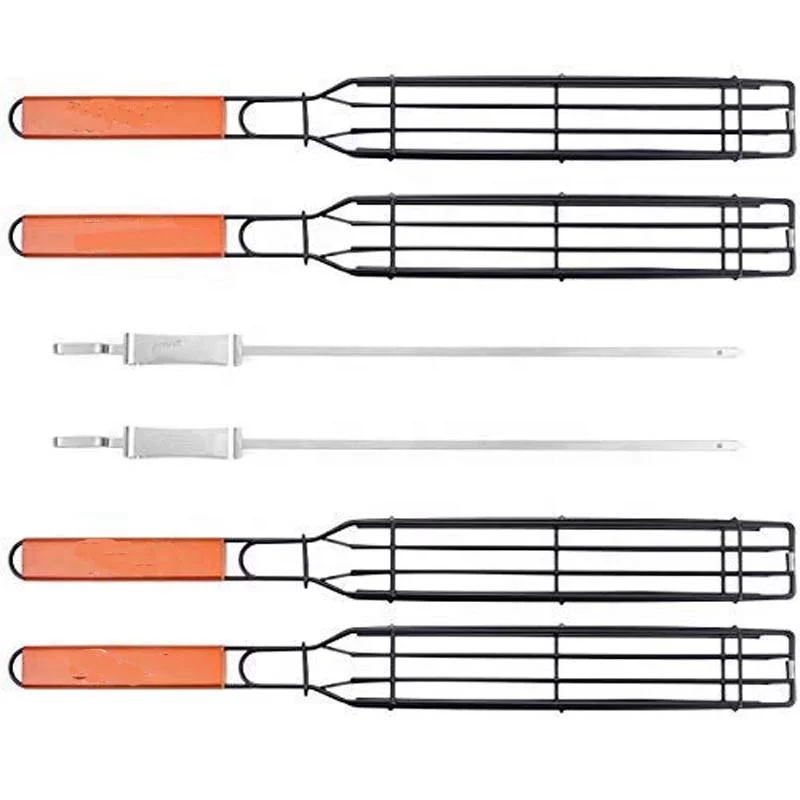 

Shrimp with Removable Detachable Wooden Handle, Include Carry Bag Stainless Steel BBQ Barbecue Grill Basket for Fish