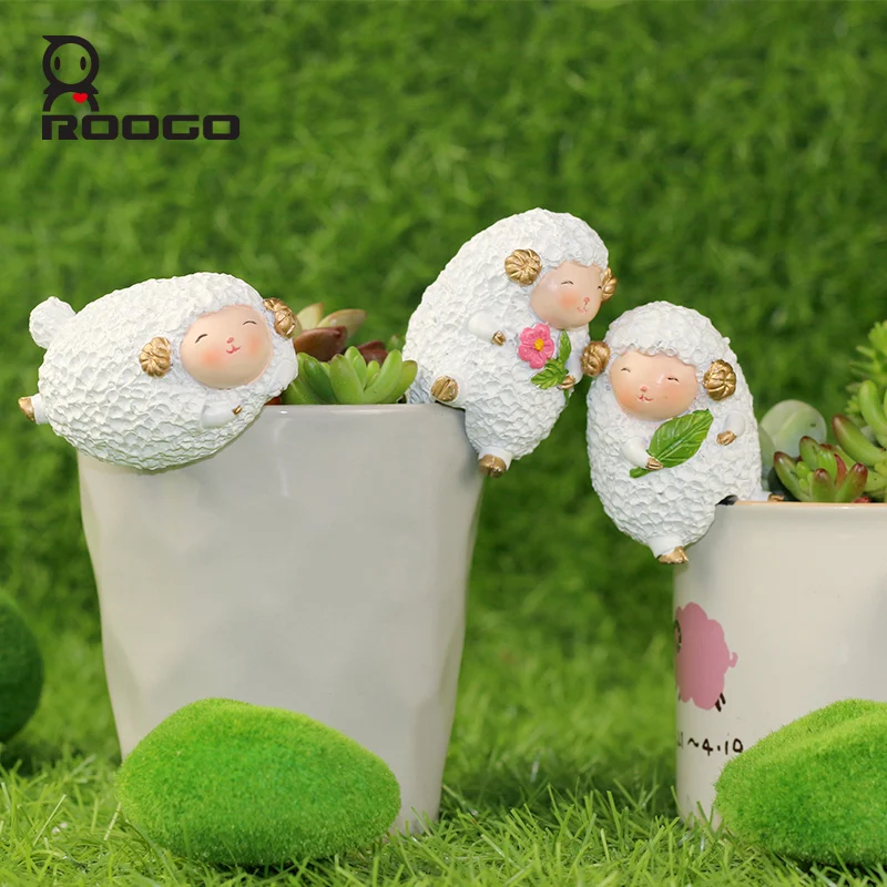 Roogo Sheep Animal Miniature Flower Pot Huggers Pot Sitters Pot Edge ...