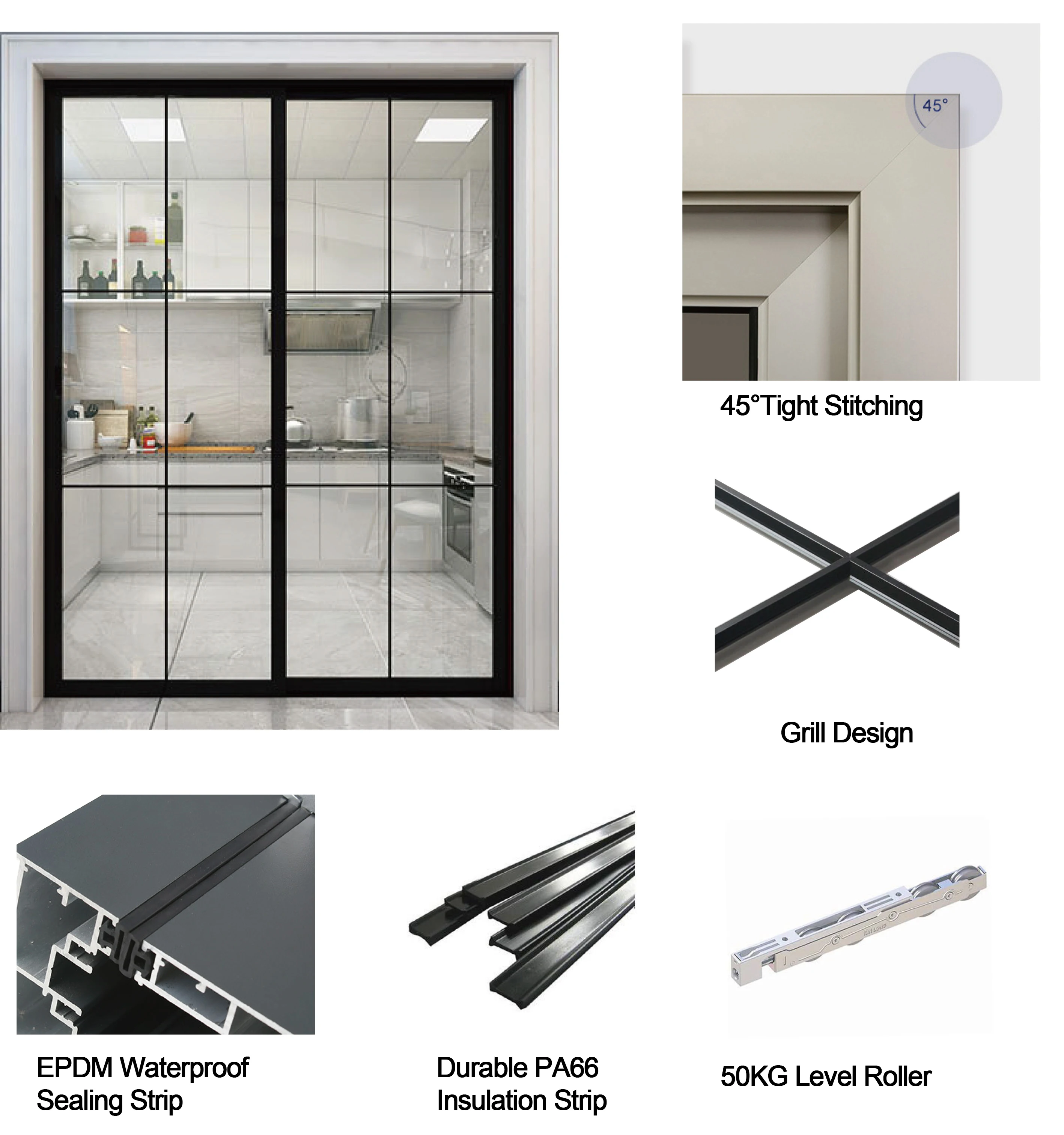 Triple Glass Aluminum Lift Sliding Door Thermal Break Double Safety Glazing Doors