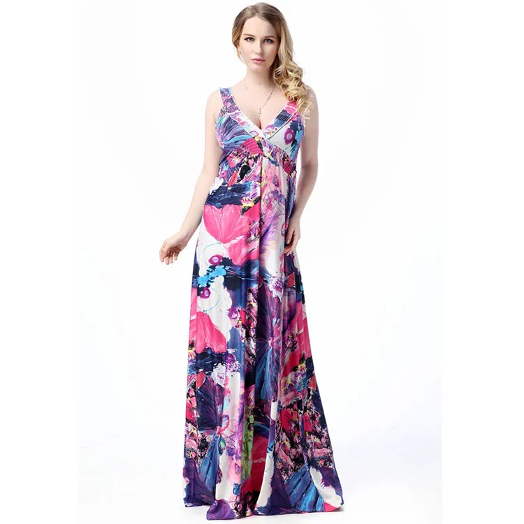 

Boho maxi long dress chiffon new style plus size women clothing