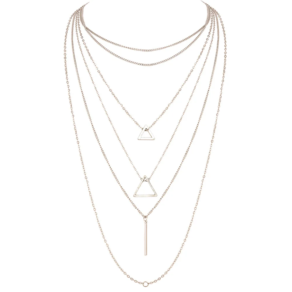 

NUORO Bohe Style Multi-layer Triangle Pendant Sexy Summer Clavicle Chain Necklace Sweater Chain, N/a