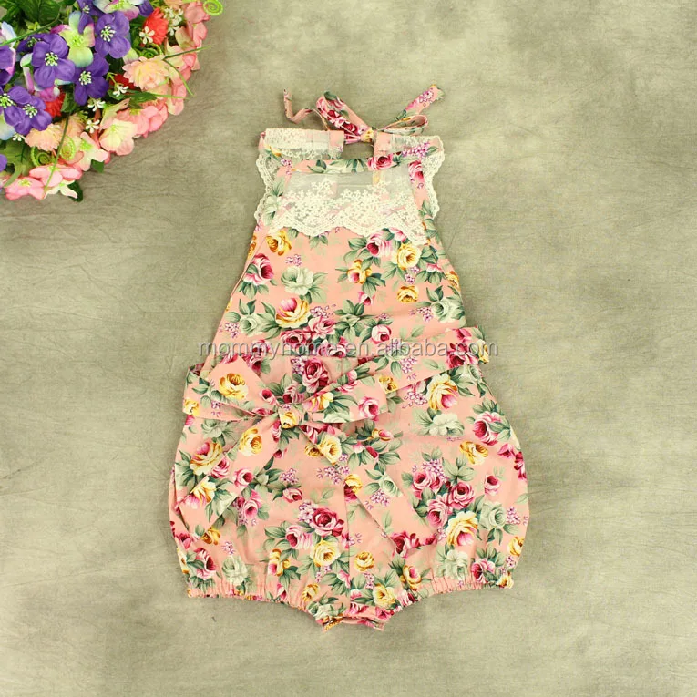 

Wholesale toddler girls playsuit floral rompers jumpsuit baby cotton M90244