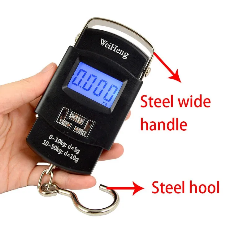 Max Load 50kg Black Portable Electronic Digital Weighing Luggage Hanging Scale Durable Scales