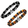 High Quality Jewelry Hematite & Scrub Black Onyx & Tiger Eye lava stone bracelet men charm Natural stone Beads Cross Bracelet