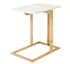 Interior Design Marble Top Accent Side Table in Brushed Gold