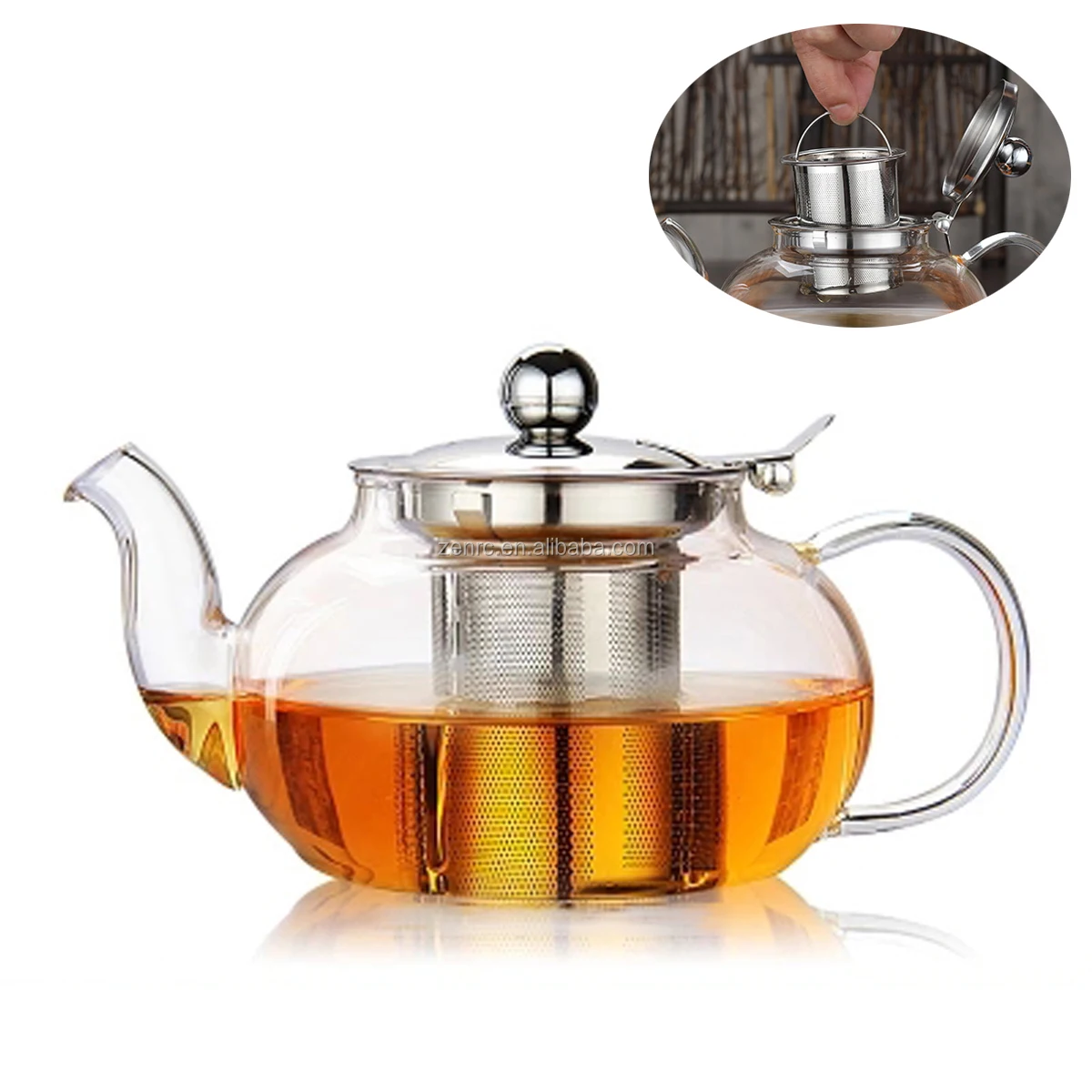 41 Oz 1200 Ml Borosilicate Glass Teapot With Updated Stainless Steel