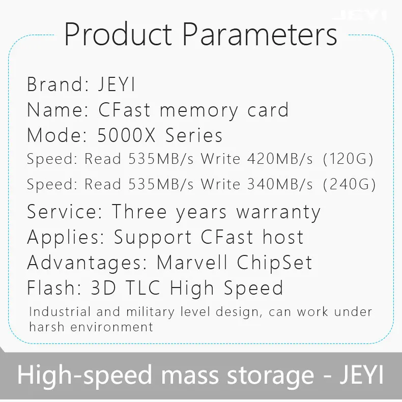 JEYI CFast particles digital video camera SSD 512G memory card SMI2246EN with SATA3 cache Industrial-grade military use CF2.0 - ANKUX.COM