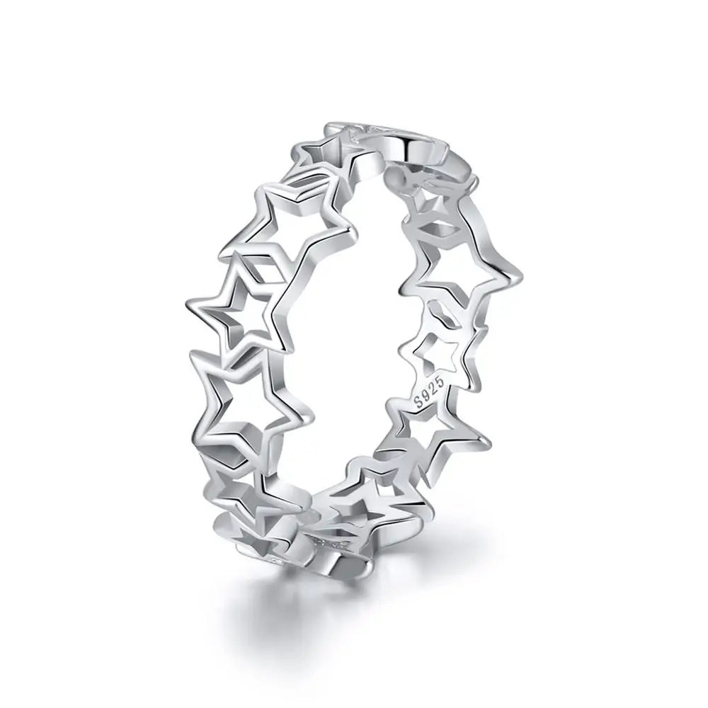 

RINNTIN SR103 925 Sterling Silver Simple Eastern Star Ring Fashion Jewelry, White