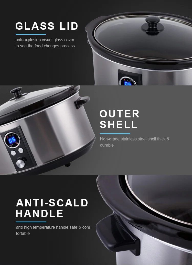 Best Small Crock Pot Glass Programmable 7 Quart Digital Display Silver