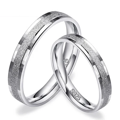 

Genuine 100% 925 Sterling Silver Simple Finger Rings For Women Men Couple Engagement Wedding Jewelry