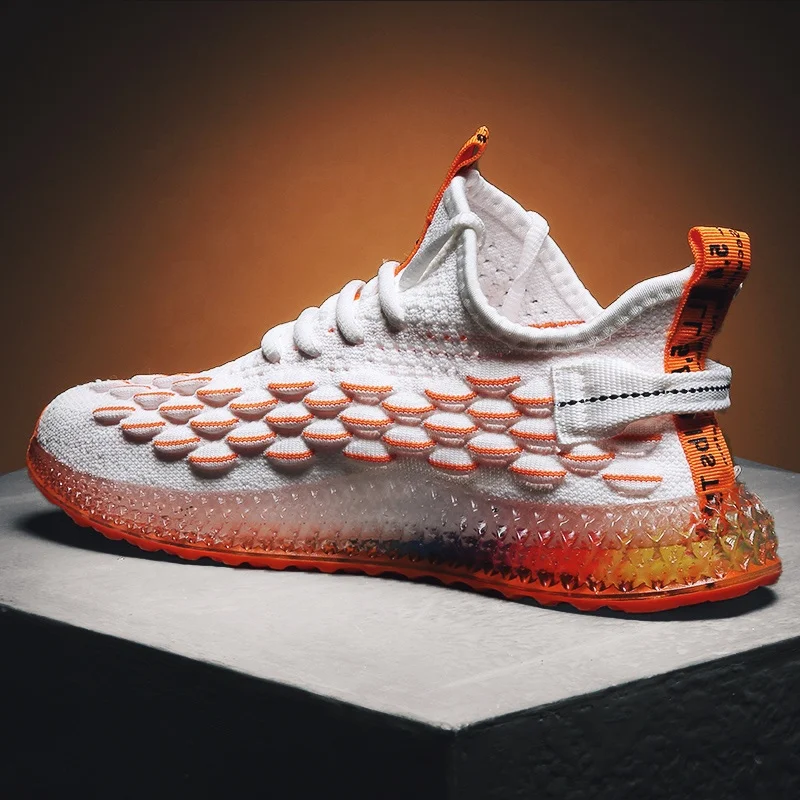 
2019 Wholesale Unique Outsole Fish Patterns Mesh Upper Men Fashion Sneaker Breathable Street Walking Shoes Casual Sport Shoes 