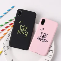 

Glossy Crown Cute Letter KING QUEEN Silicone Matte Soft Phone Case Fundas For 11 Pro 8 8Plus X XR 7 7Plus XS Max 6 6S 5 SE