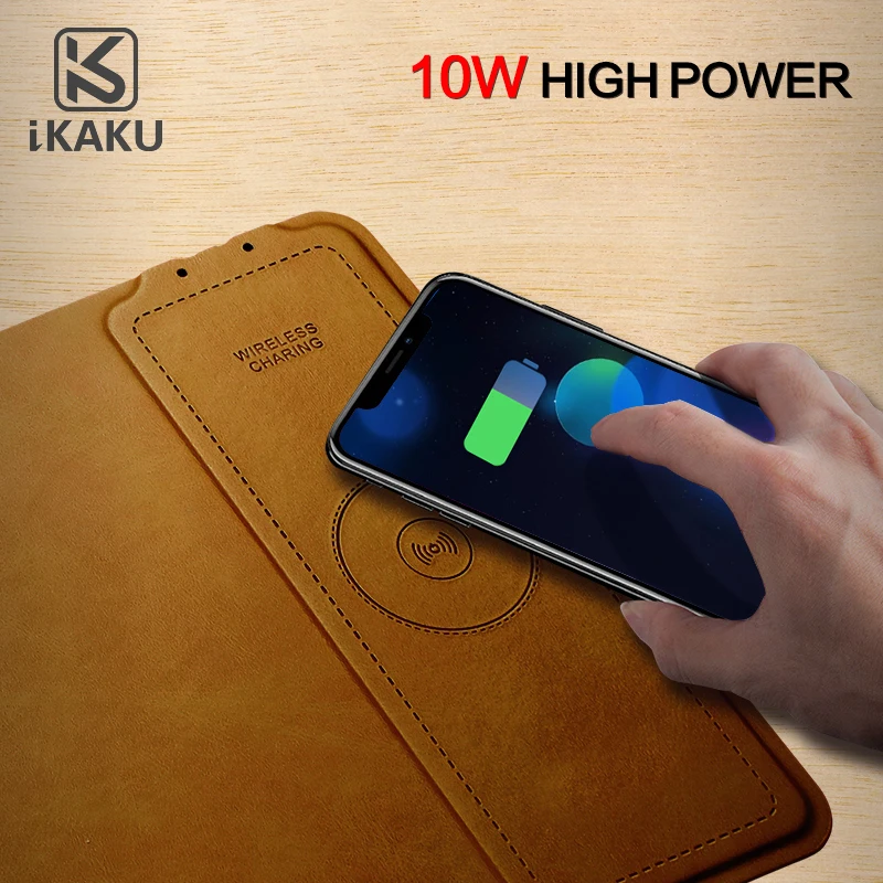 

KAKU New Technology PU Leather QI Faster Wireless Charger Desktop Charging Mouse Pad Mat