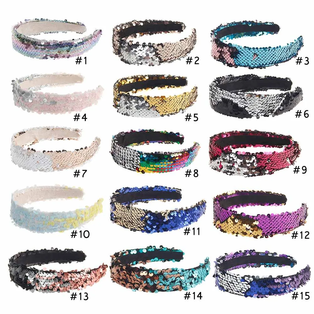 

Wholesale Girls Reversible Mermaid Sequin Headband, As pics shown