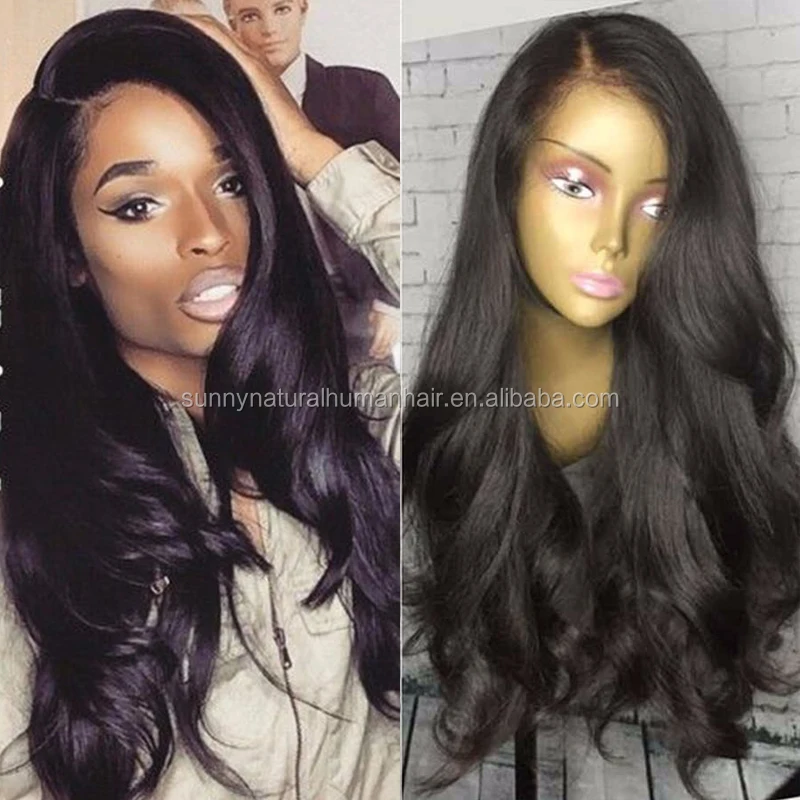 

Front Lace Human Hair Wigs Body Wavy Brazilian Glueless Full Lace Wigs Human Hair Lace Front Wigs For Black Women, Natural black