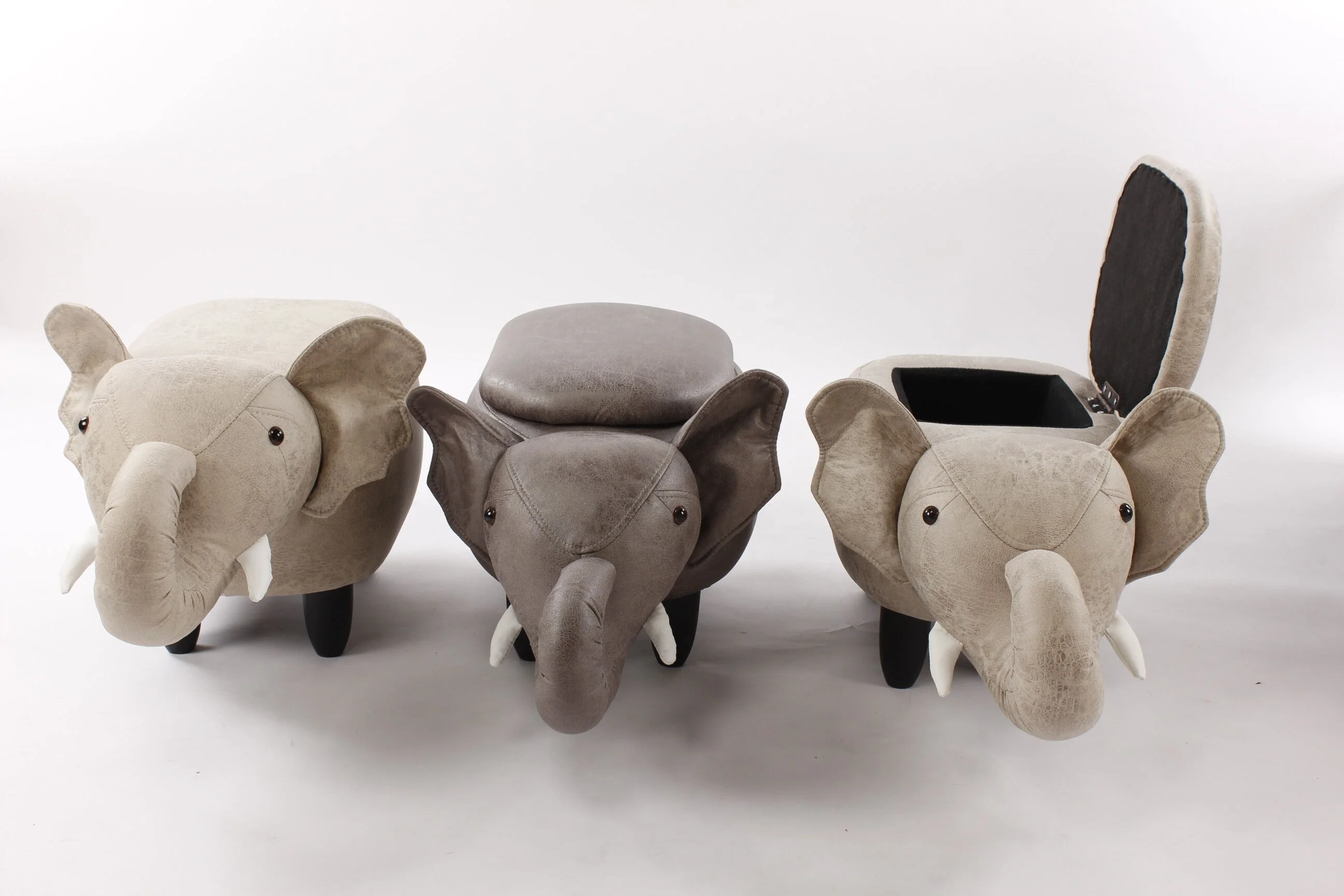 pu 材料家居家具大象形状与存储功能动物凳子