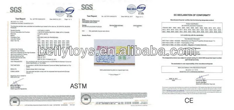 ASTM CE for plastic puzzle toy