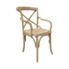 Antique Stackable Solid Oak Wooden Cross Back X back Rattan Seat Armrest Dining Chair