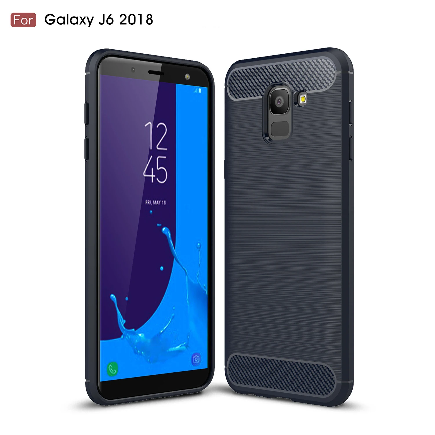 Hot Sell Carbon Fiber Tpu case for Samsung Galaxy J6 2018 Soft CF Cover