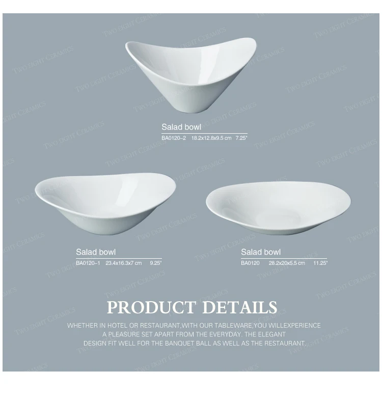 Personalized bowl set different size of unique oval salad ceramic bowl