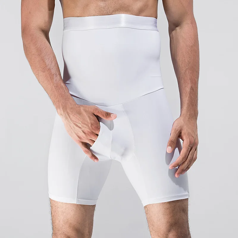 

Hot Selling Nylon High Waist Men Abdomen Pants Bodysuits Shaping Pants, Black,white