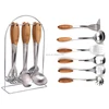 Practical Kitchen Stainless Steel Utensils With Wooden Handle cooking Utensil Set