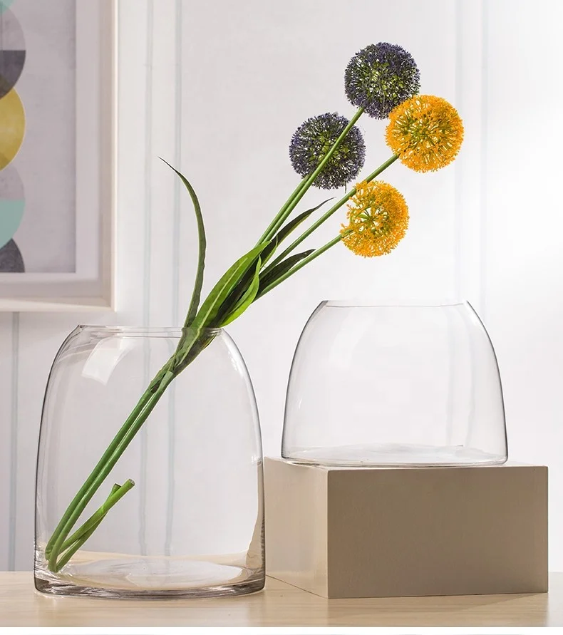 

wholesales handblown living room decoration colored flower glass vase, Clear glass