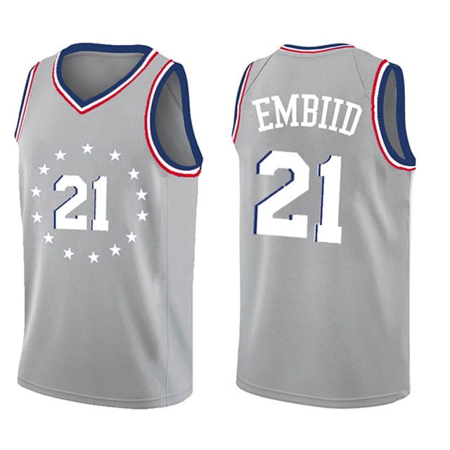 

2019 best sublimation 21 Joel Embiid High quality Embroidery custom basketball jersey