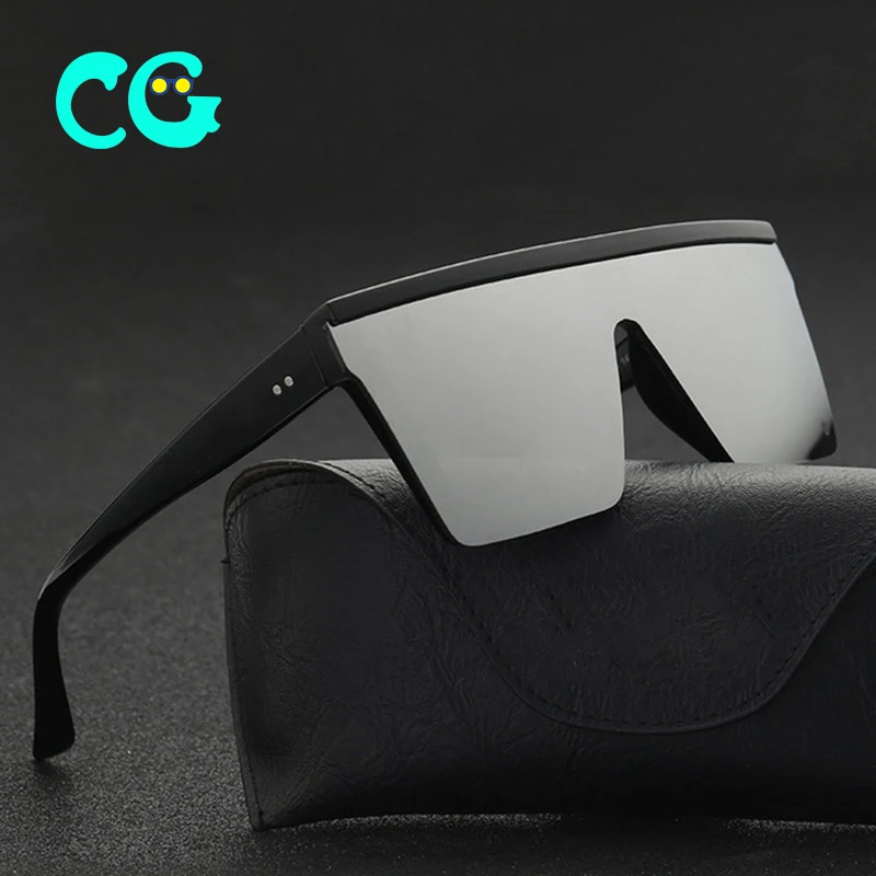 

5121 Vintage Oversized Sunglasses Women Black One Piece Cool Driving Sun Glasses Men Fashion Brand Designer Male big sunglasses, Custom colors