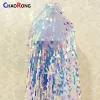 51'' width CRF0627 Shiny fashion teardrop sequin mirror sequin mesh fabric Spangle fabric with tweed pink mesh